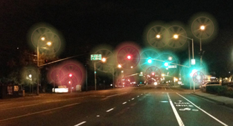 Cataract halos around street lights